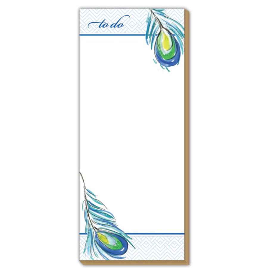 Notes & Pads Rosanne Beck | To Do Peacock Feathers Luxe Skinny Pad