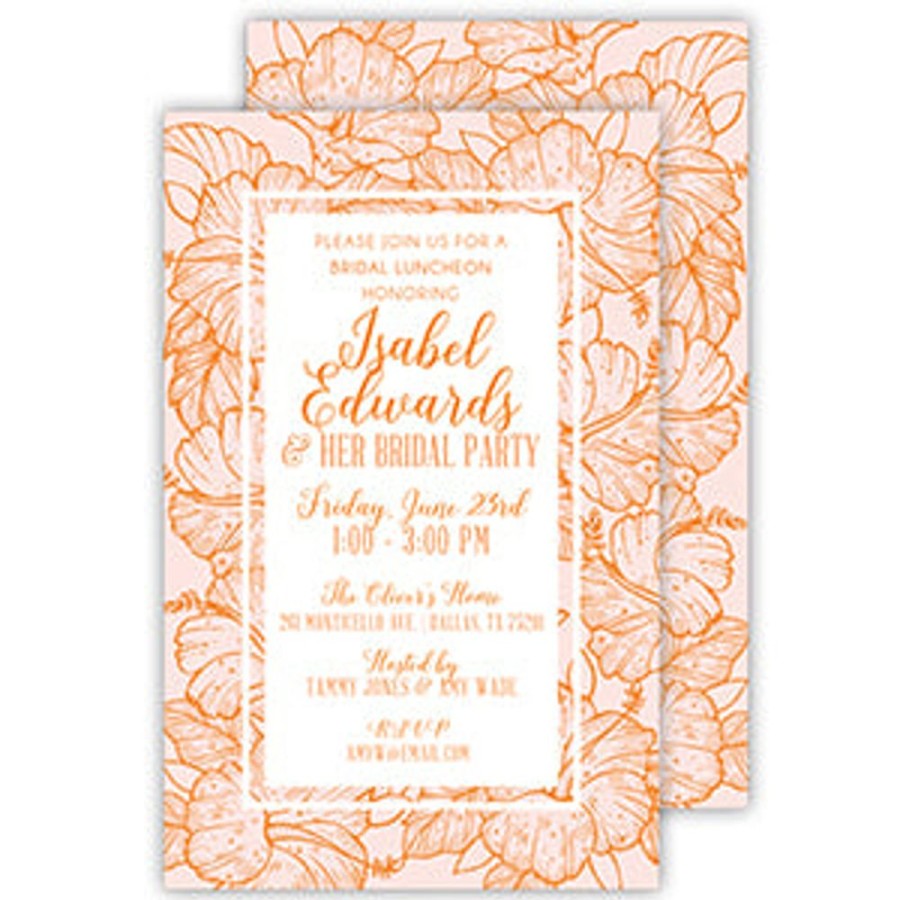 Invitations Rosanne Beck | Abstract Hibiscus Orange Large Flat Invitation