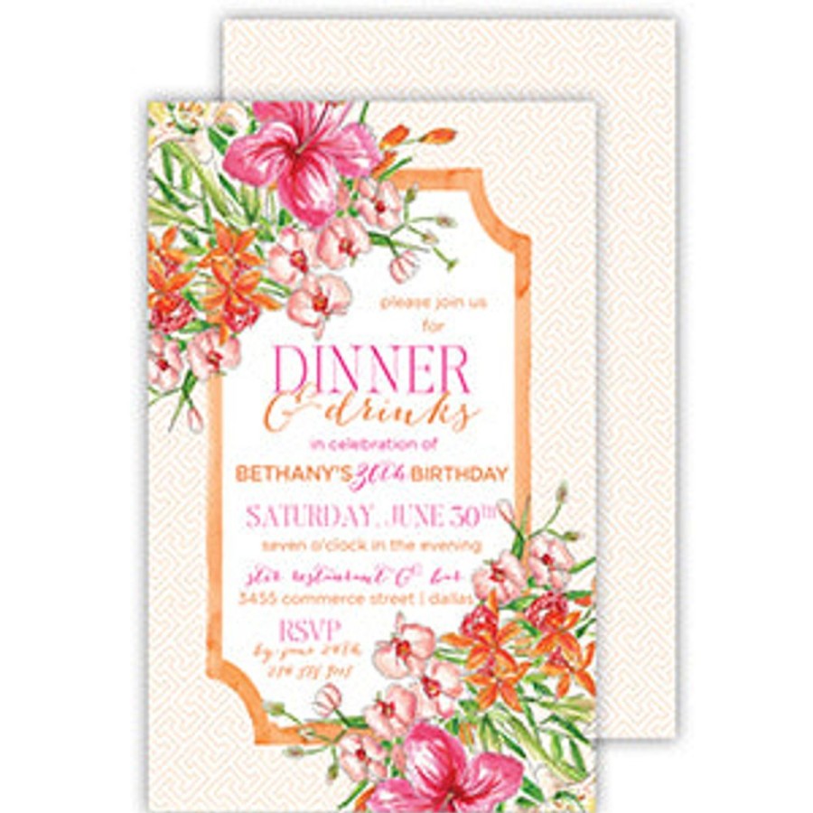 Invitations Rosanne Beck | Handpainted Hibiscus And Lilies Large Flat Invitation