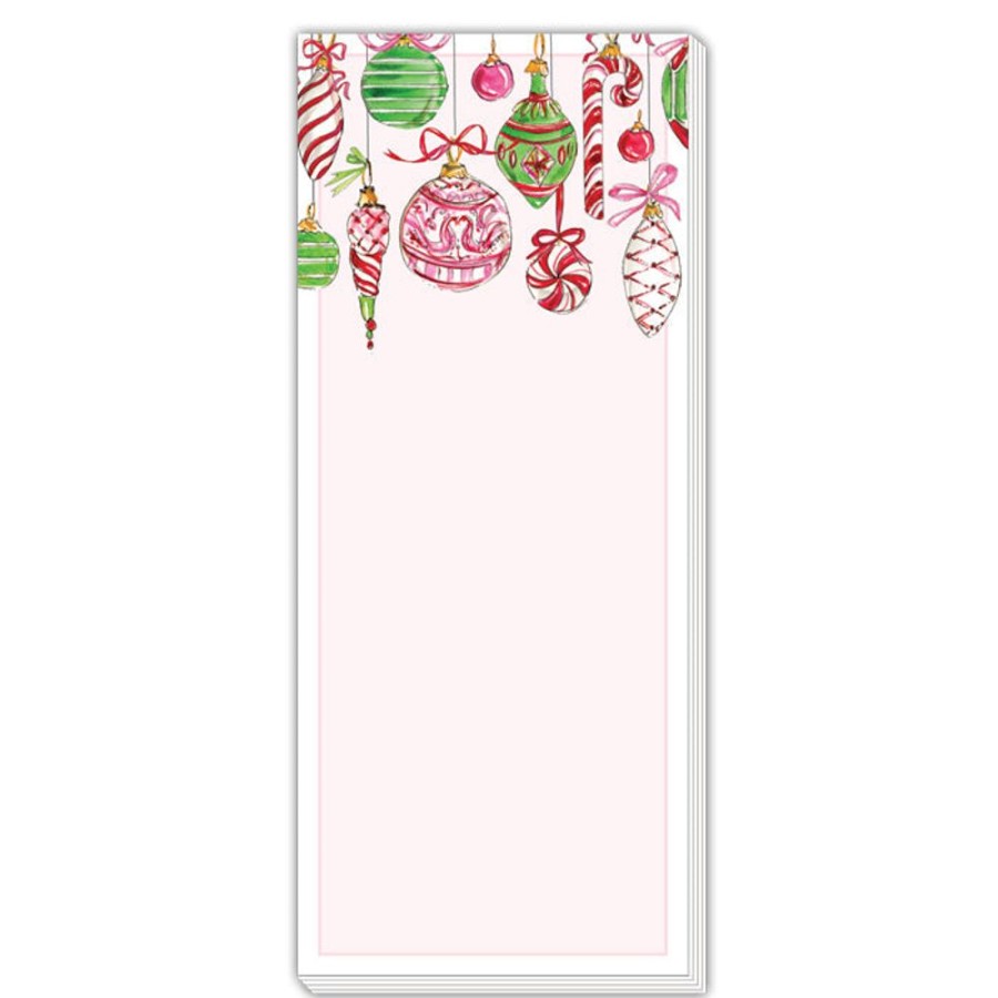 Seasonal Rosanne Beck | Pink Peppermint Ornaments Skinny Notepad