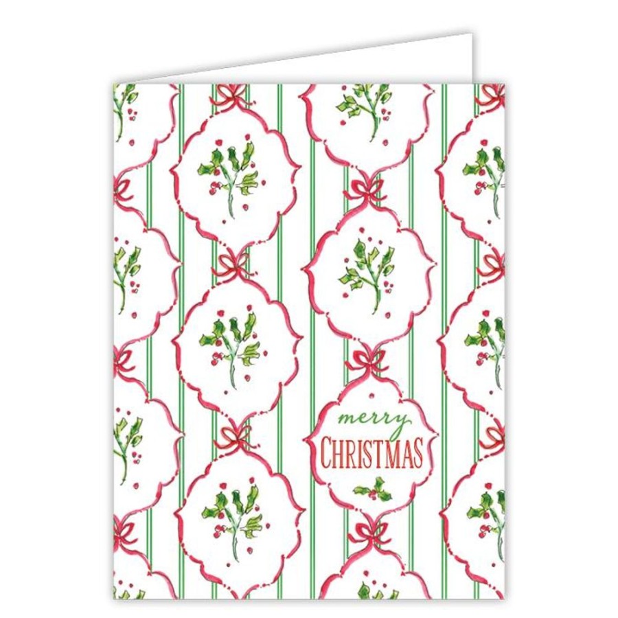 Invitations Rosanne Beck | Merry Christmas Handpainted Holly Crest Pattern Greeting Card