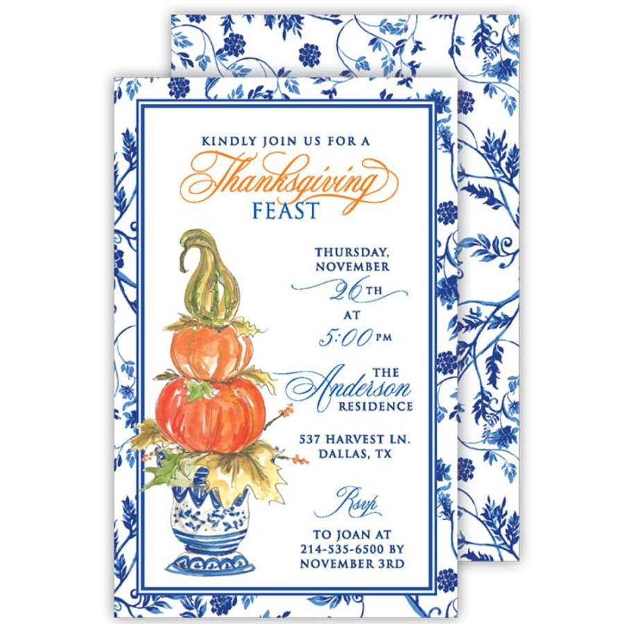 Invitations Rosanne Beck | Handpainted Pumpkin Topiary Large Flat Invitation