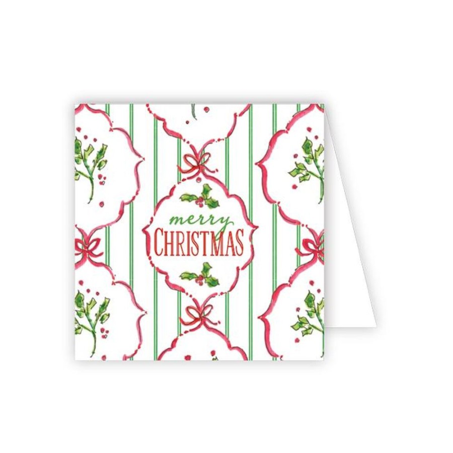 Seasonal Rosanne Beck | Handpainted Holly Crest Pattern Enclosure Card