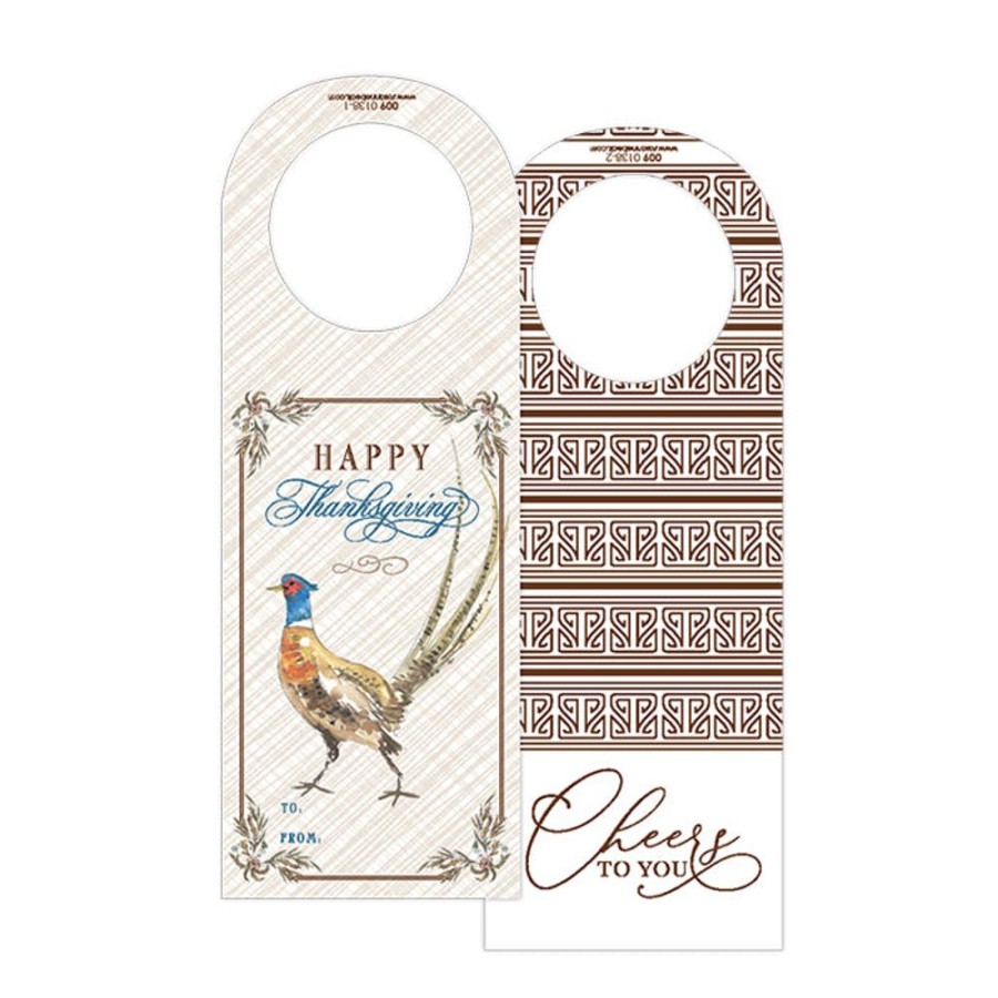 Invitations Rosanne Beck | Happy Thanksgiving Pheasant Wine Tag