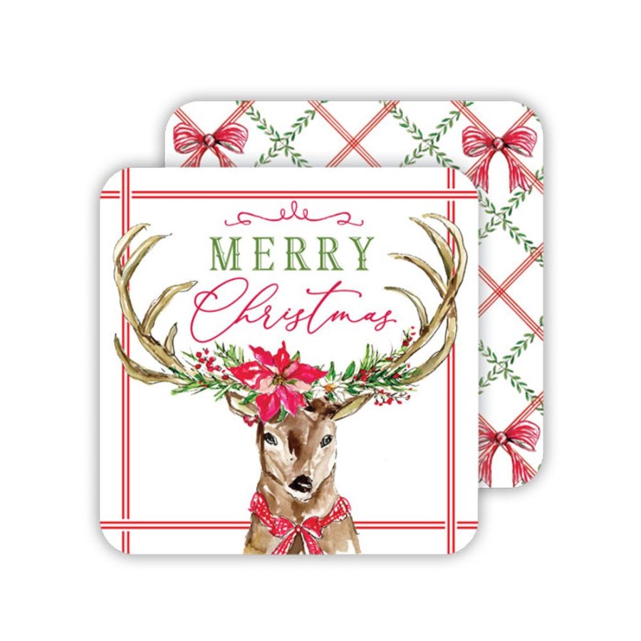 Home & Entertaining Rosanne Beck | Merry Christmas Vintage Deer Paper Coasters