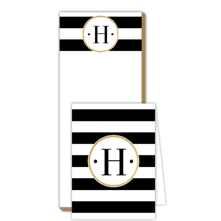 Monograms Rosanne Beck | Black Stripe H Notepad | Noteset