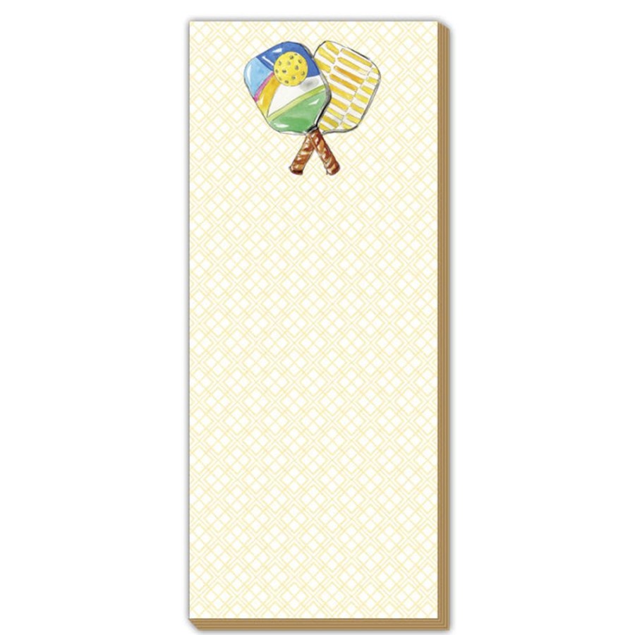 Notes & Pads Rosanne Beck | Crossed Yellow Pickleball Paddles Luxe Skinny Pad