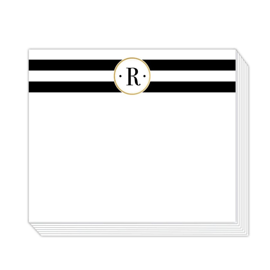 Monograms Rosanne Beck | Black Stripe R Notepad