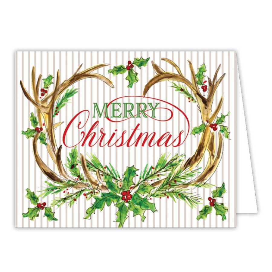 Seasonal Rosanne Beck | Merry Christmas Antlers Greeting Card