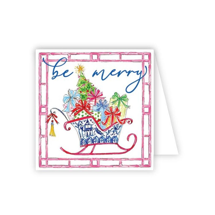 Seasonal Rosanne Beck | Handpainted Chinoiserie Sleigh Enclosure Card