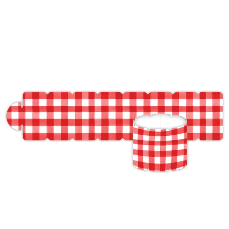 Home & Entertaining Rosanne Beck | Holiday Red And White Plaid Napkin Ring