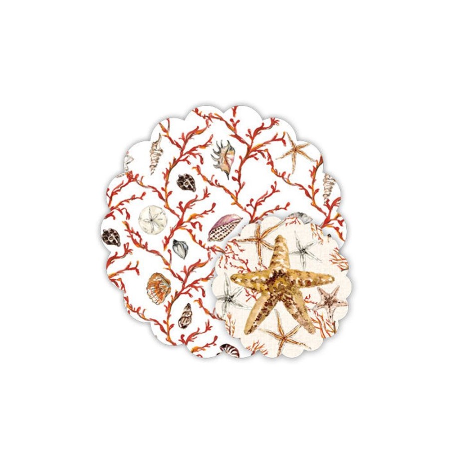 Home & Entertaining Rosanne Beck | Coastal Coral Trellis & Starfish Doily Set