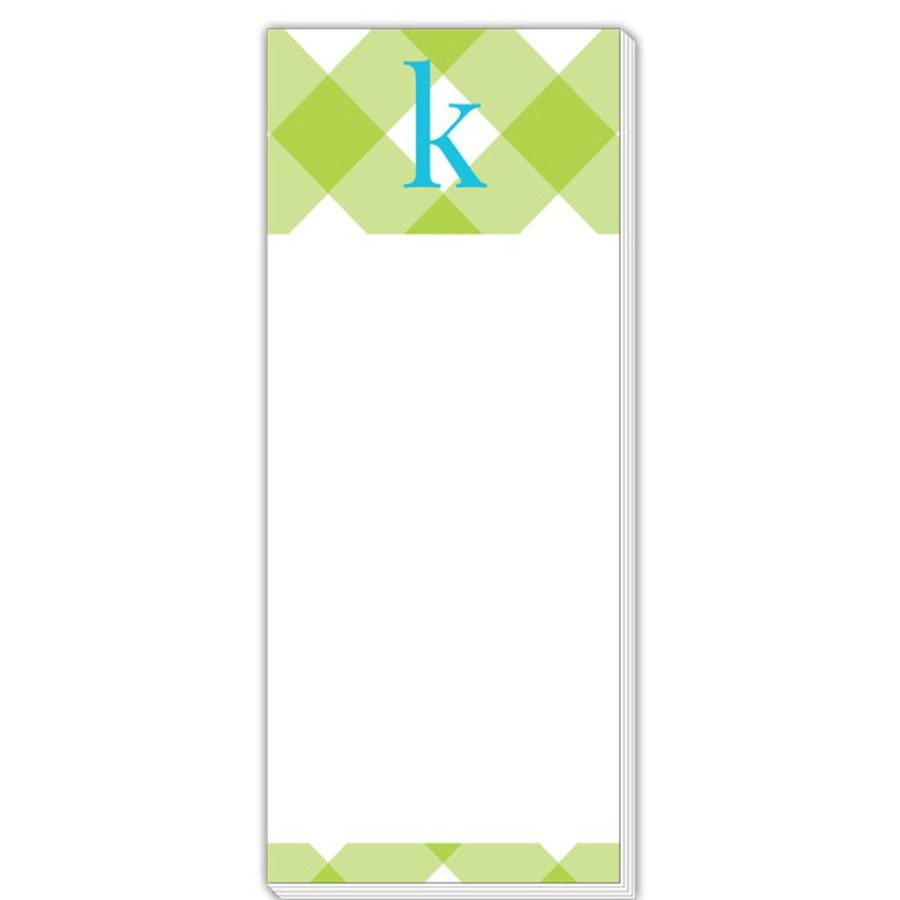 Monograms Rosanne Beck | Buffalo Check K Skinny Notepad