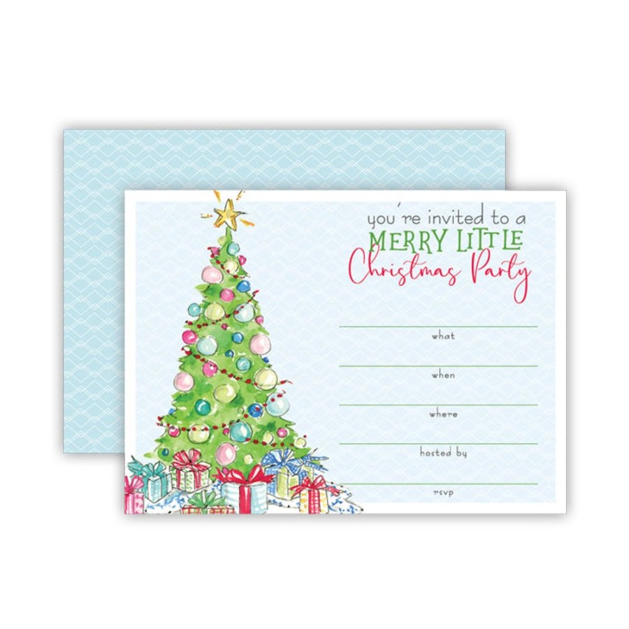 Seasonal Rosanne Beck | Festive Holiday Tree With Presents Fill-In Invitation