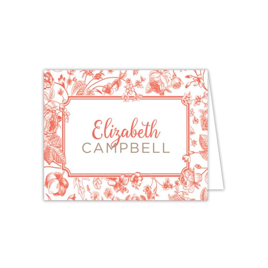 Notes & Pads Rosanne Beck | Vintage Floral Coral Folded Note