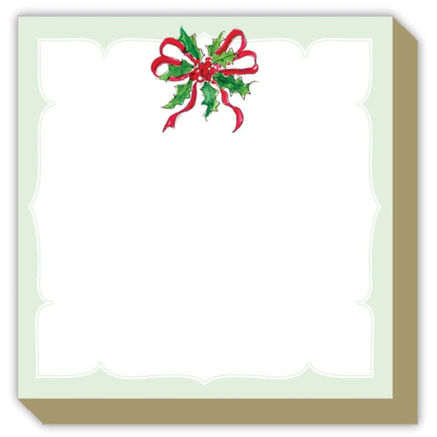 Seasonal Rosanne Beck | Holly With Red Bow Luxe Notepad