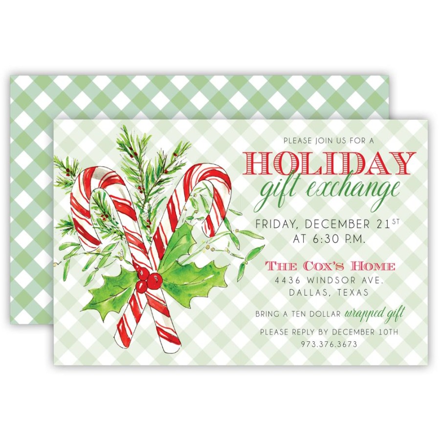 Seasonal Rosanne Beck | Candy Canes Large Flat Invitation