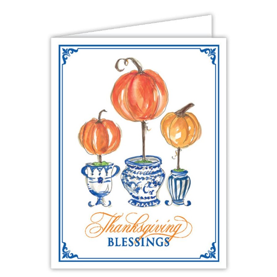 Invitations Rosanne Beck | Thanksgiving Blessings Pumpkin Topiaries Greeting Card