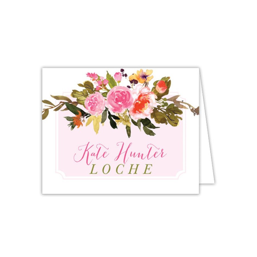 Notes & Pads Rosanne Beck | Pink Floral With Light Pink Background Folded Note