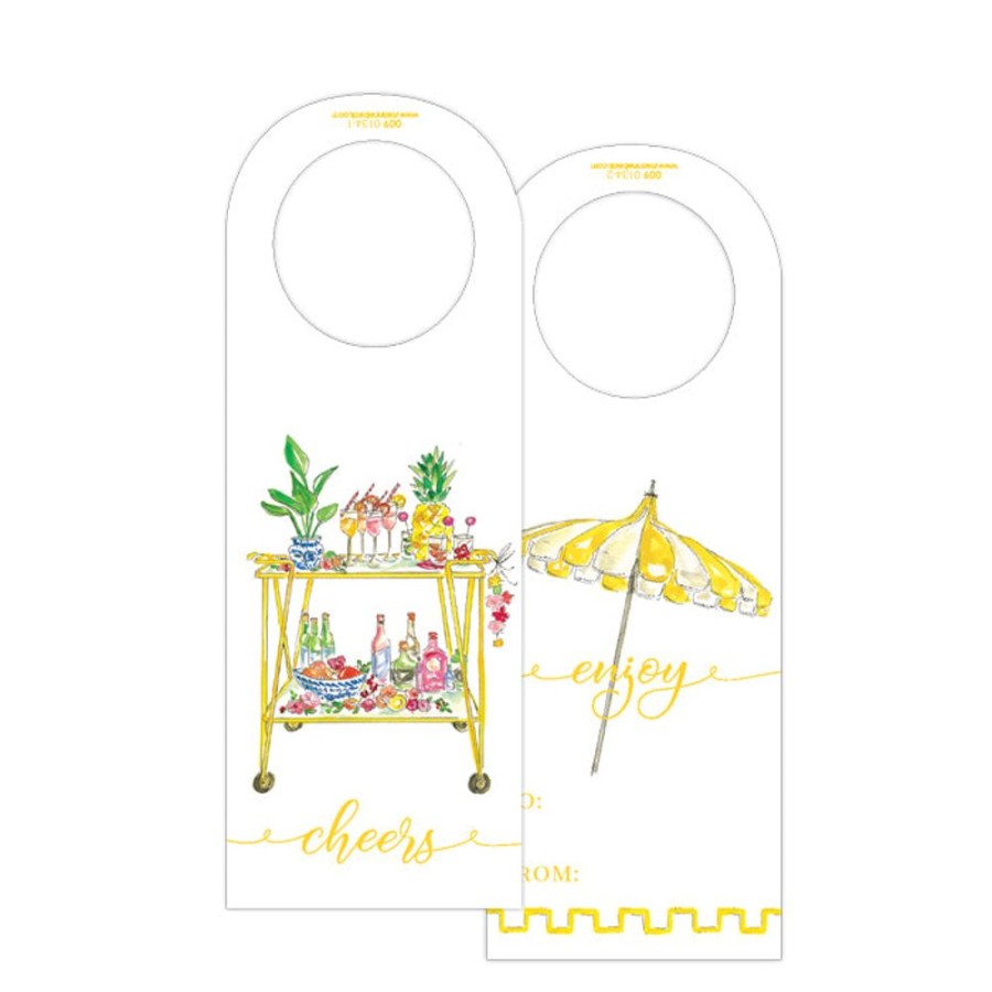 Home & Entertaining Rosanne Beck | Beach Bar Cart-Yellow Umbrella Wine Tag