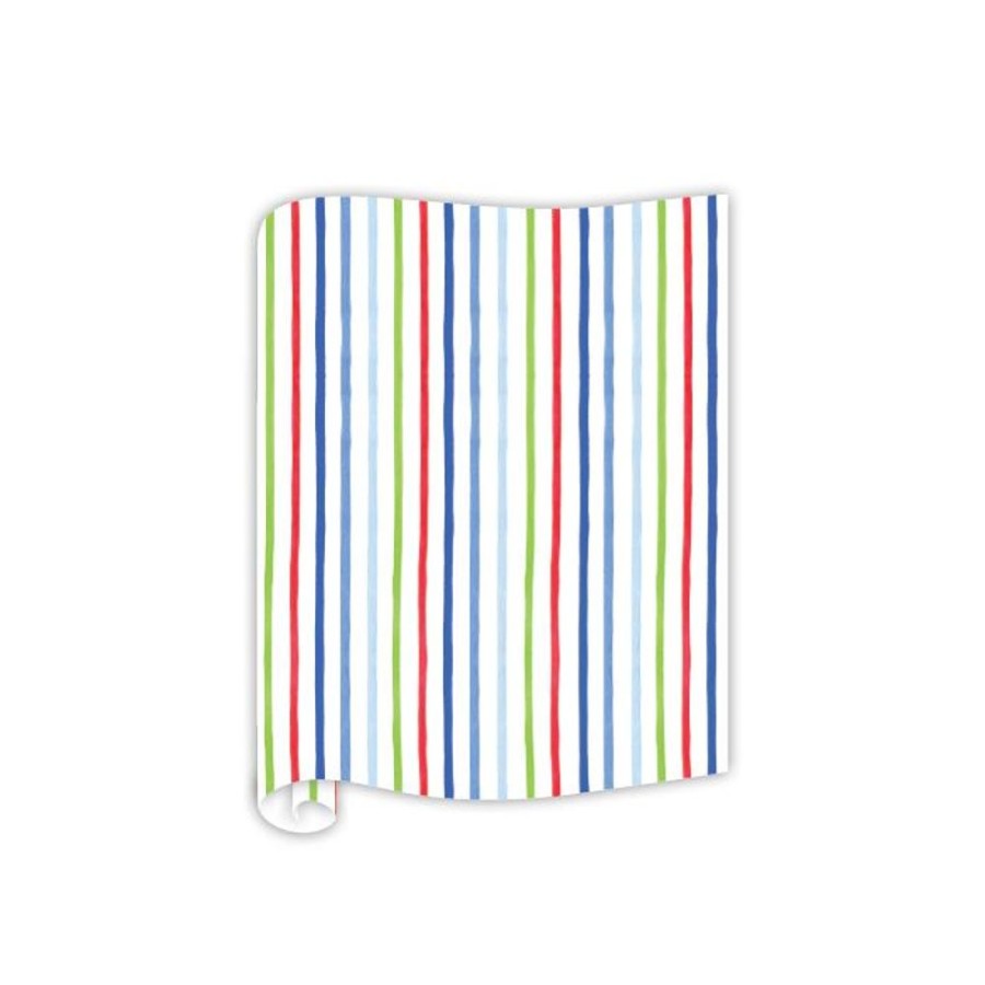 Seasonal Rosanne Beck | Blue And Green Holiday Stripe Table Runner