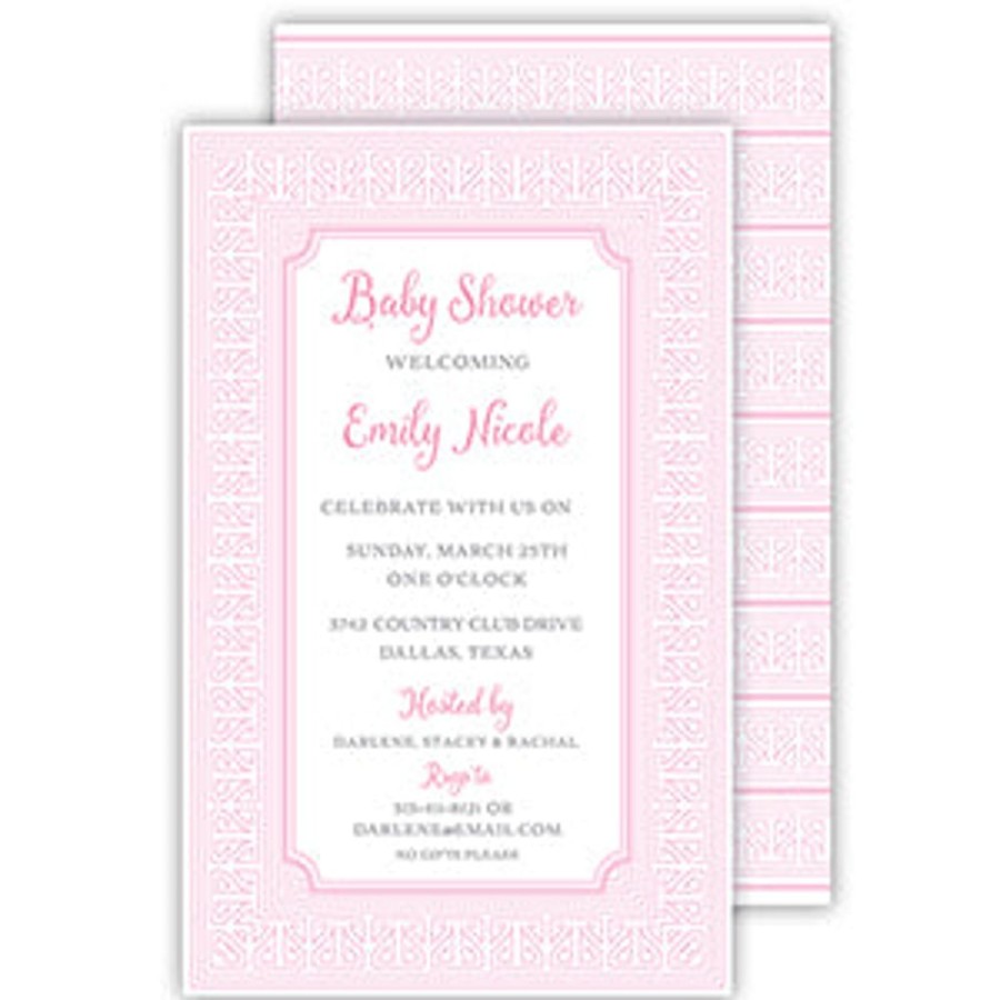 Invitations Rosanne Beck | Asian Stripe Light Pink Large Flat Invitation