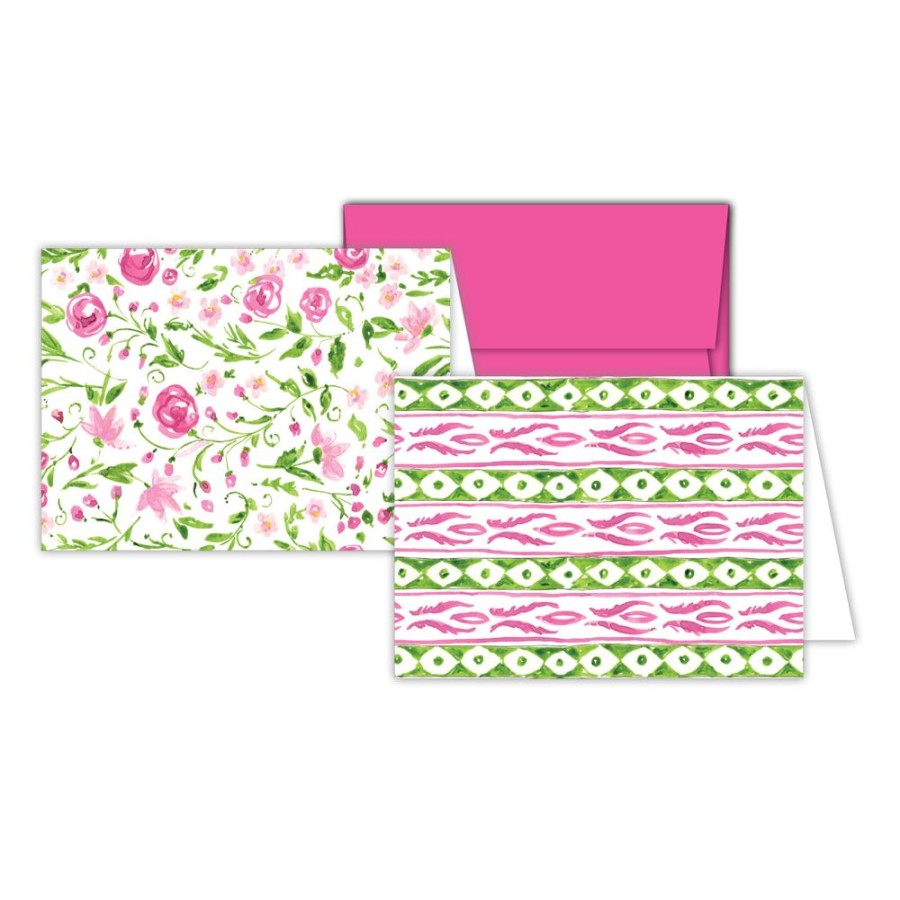 Notes & Pads Rosanne Beck | Pink And Green Floral Stationery Notes