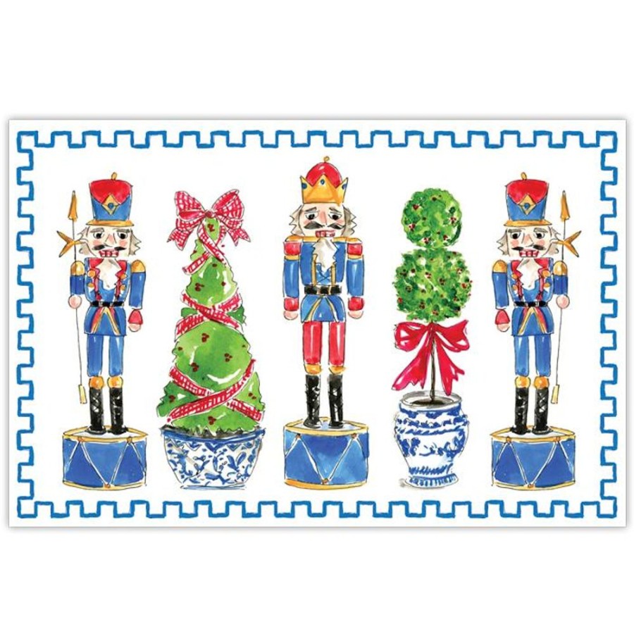 Invitations Rosanne Beck | Handpainted Nutcrackers With Topiaries Placemat