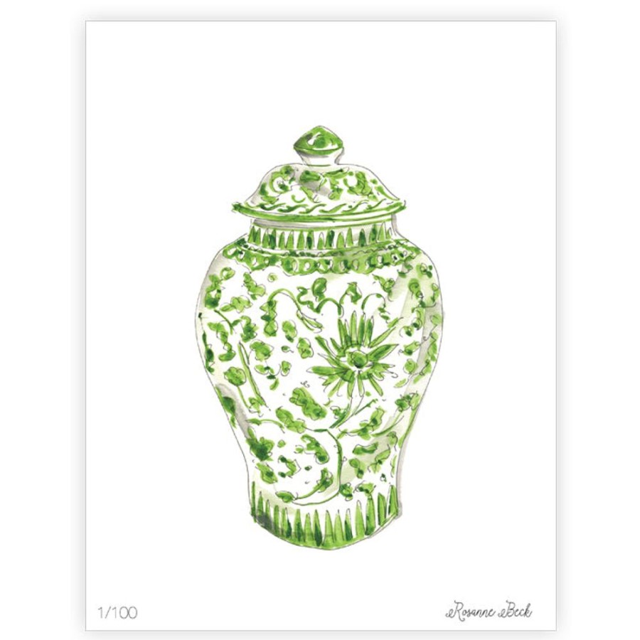 Home & Entertaining Rosanne Beck | Green Urn Watercolor Art Print