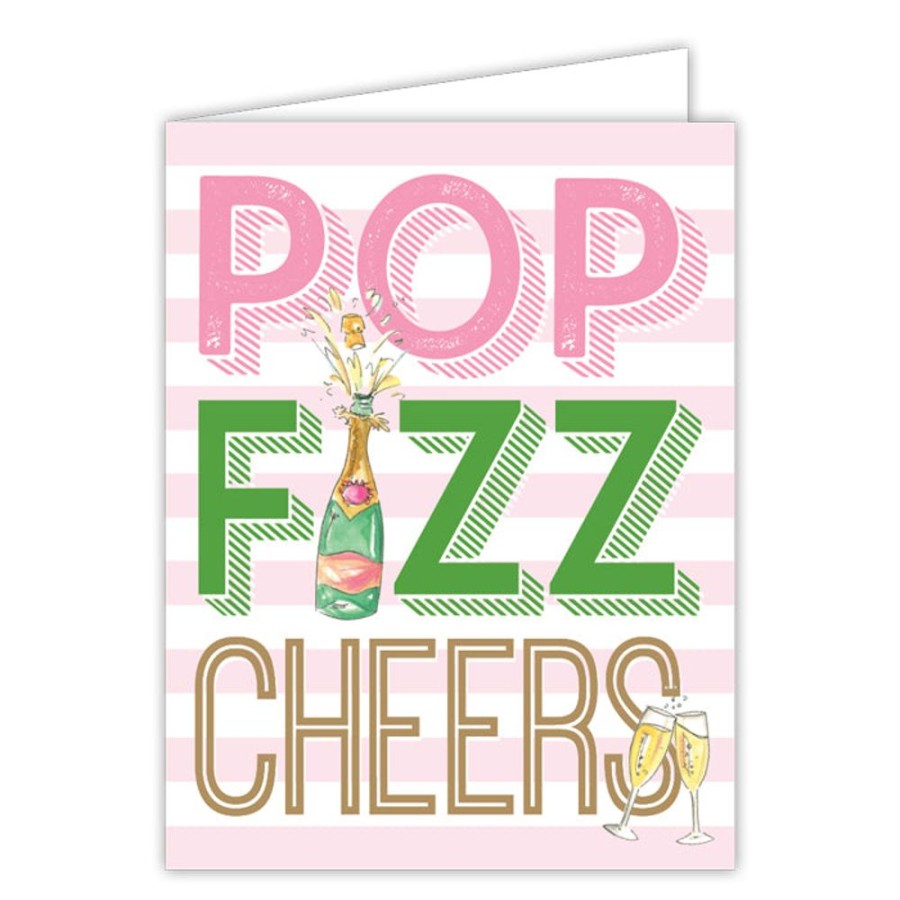 Invitations Rosanne Beck | Pop Fizz Cheers Champagne Bottle Small Folded Greeting Card