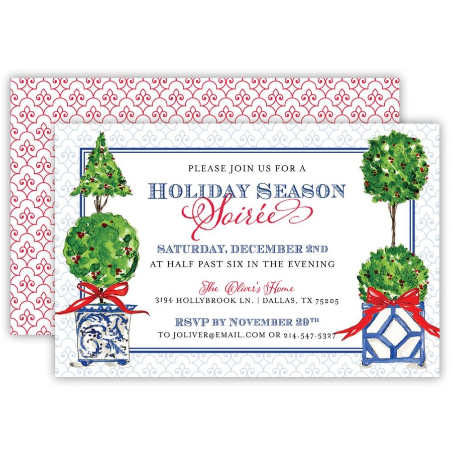 Seasonal Rosanne Beck | Christmas Topiary Duo Large Flat Invitation