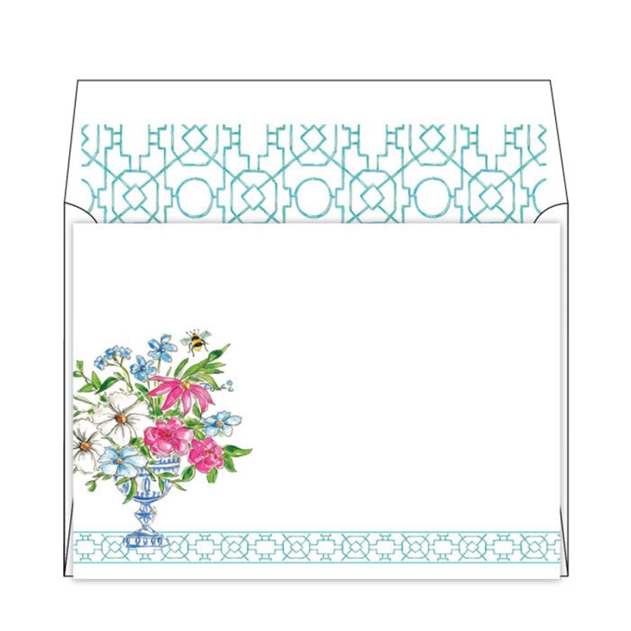 Notes & Pads Rosanne Beck | Turquoise Wonderland Floral Arrangement Flat Note Stationery