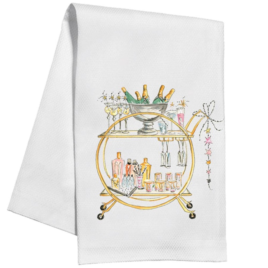 Invitations Rosanne Beck | Handpainted Bar Cart Celebrate Kitchen Towel