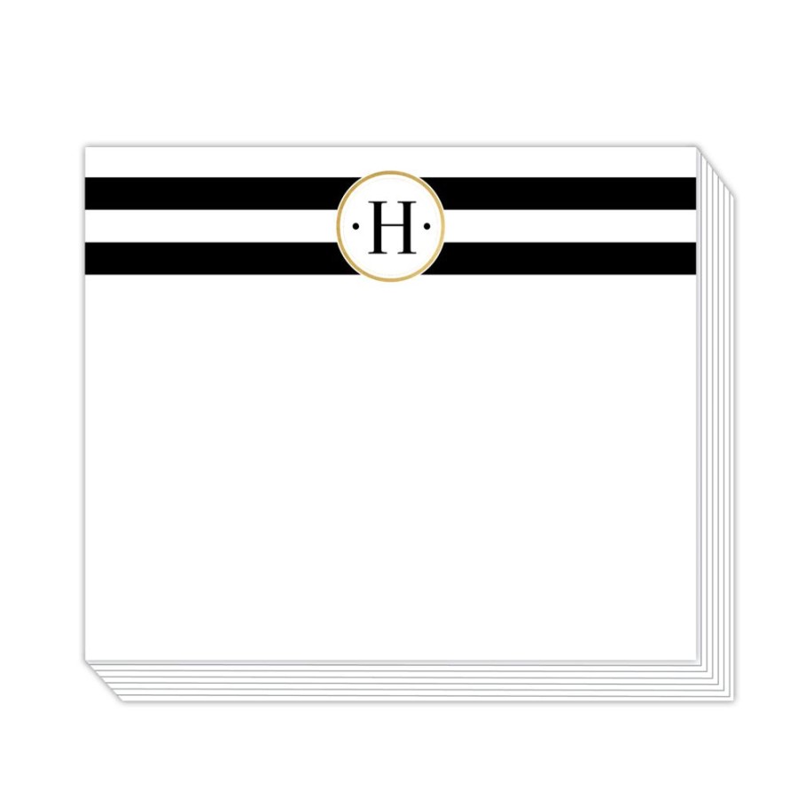 Monograms Rosanne Beck | Black Stripe H Notepad