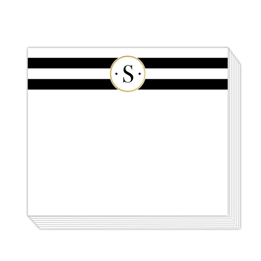 Monograms Rosanne Beck | Black Stripe S Notepad