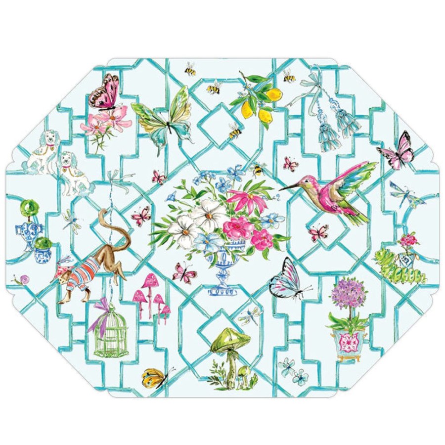 Home & Entertaining Rosanne Beck | Turquoise Wonderland Trellis Posh Die-Cut Placemats