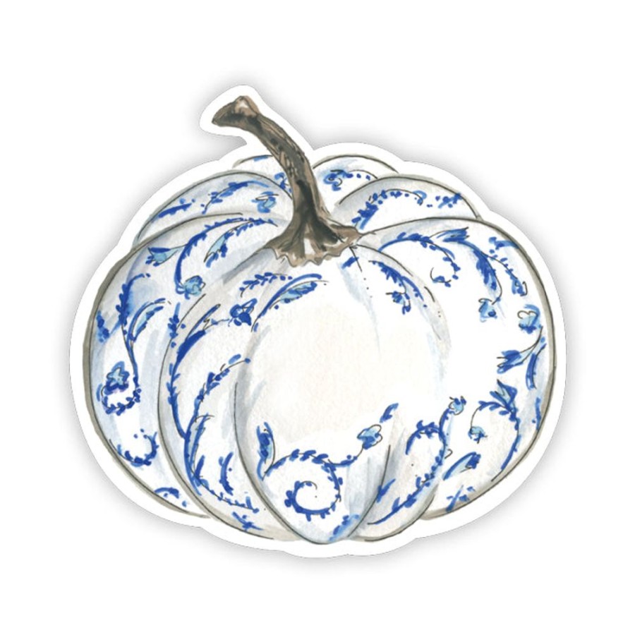 Home & Entertaining Rosanne Beck | Handpainted Pumpkin Blue And White Table Accents