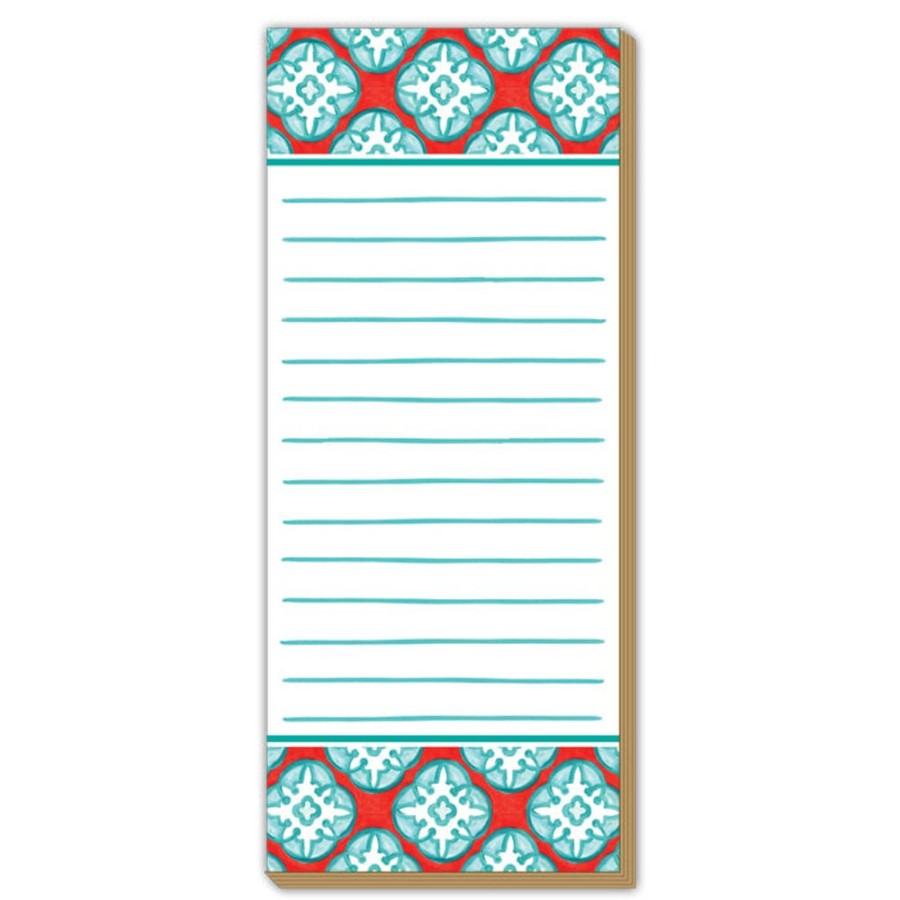 Notes & Pads Rosanne Beck | Blue And Red Tile Luxe Skinny Pad