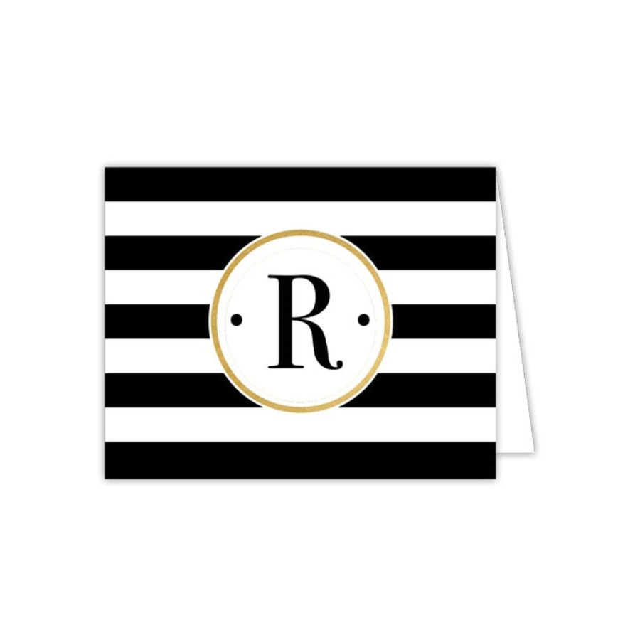 Monograms Rosanne Beck | Black Stripe R Folded Note