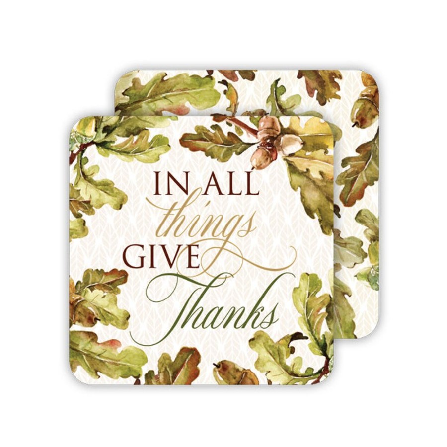 Invitations Rosanne Beck | In All Things Give Thanks Paper Coasters