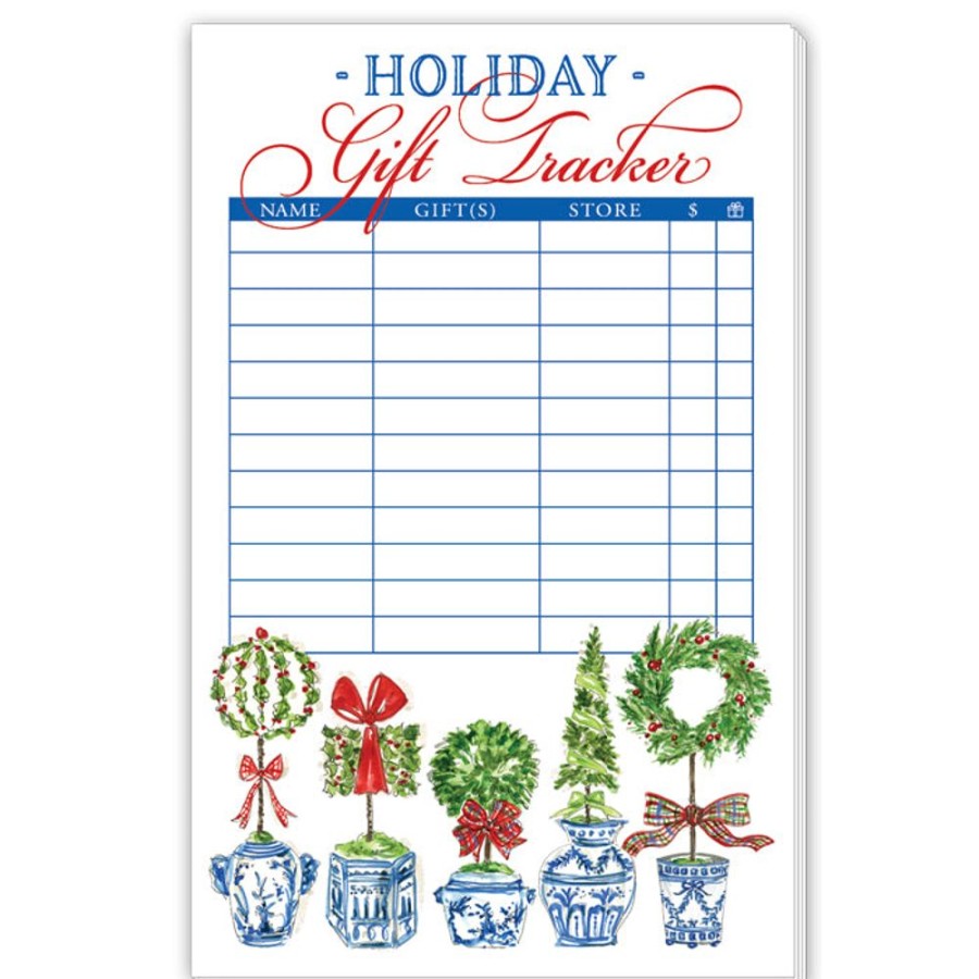 Invitations Rosanne Beck | Holiday Gift Tracker Topiaries Large Notepad