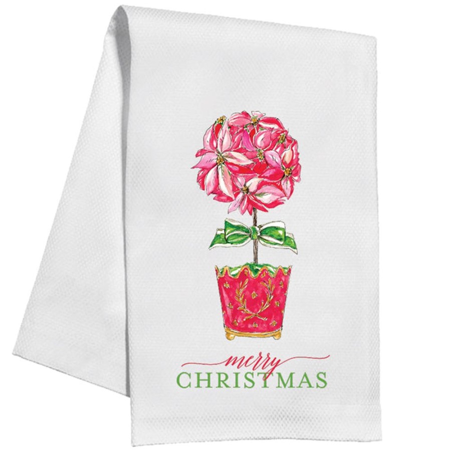 Home & Entertaining Rosanne Beck | Merry Christmas Holiday Poinsettia Topiary Kitchen Towel