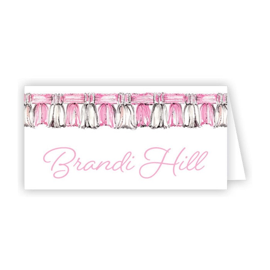 Seasonal Rosanne Beck | Pink And White Tassels Place Card