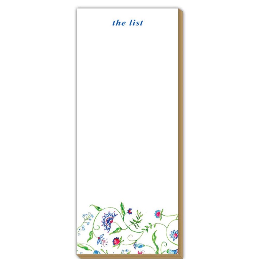 Notes & Pads Rosanne Beck | Mixed Floral Blue Luxe Skinny Pad