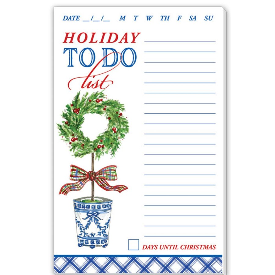 Seasonal Rosanne Beck | Holiday To Do List Topiary Wreath Large Notepad