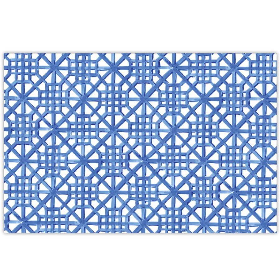 Home & Entertaining Rosanne Beck | Handpainted Lattice Blue Placemats