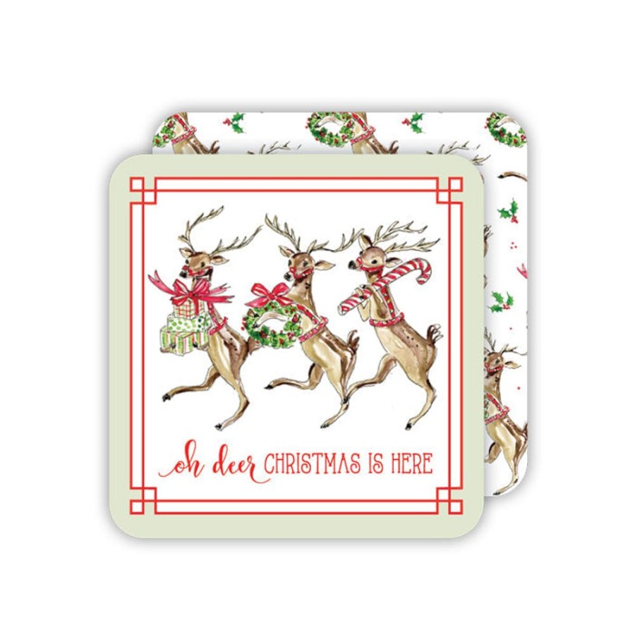 Seasonal Rosanne Beck | Oh Deer Christmas Is Here Paper Coasters