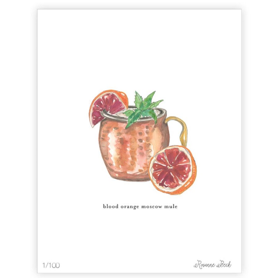 Home & Entertaining Rosanne Beck | Blood Orange Moscow Mule Watercolor Art Print