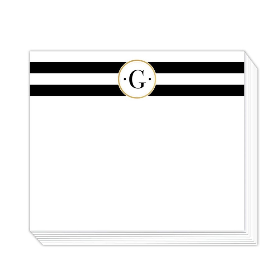 Monograms Rosanne Beck | Black Stripe G Notepad