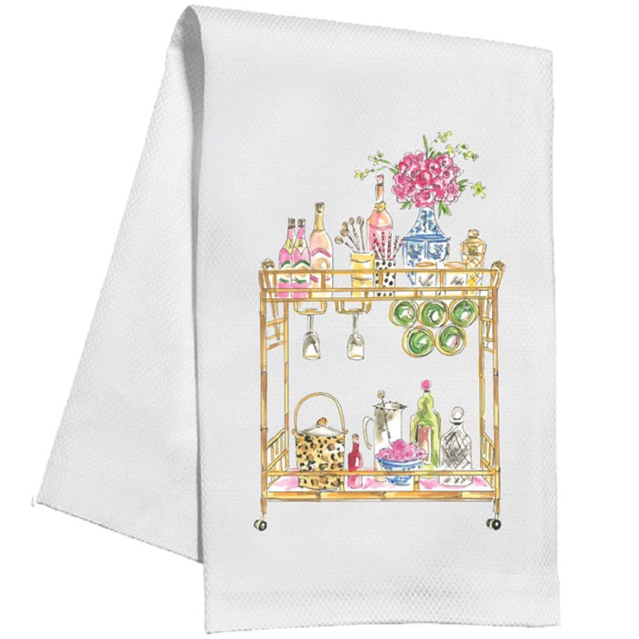 Home & Entertaining Rosanne Beck | Handpainted Champagne Bar Cart Kitchen Towel